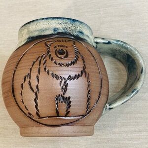 HOFF THE  GRID GOODS 14-16 Oz Custom Made With a Bear Design Ceramic Mug